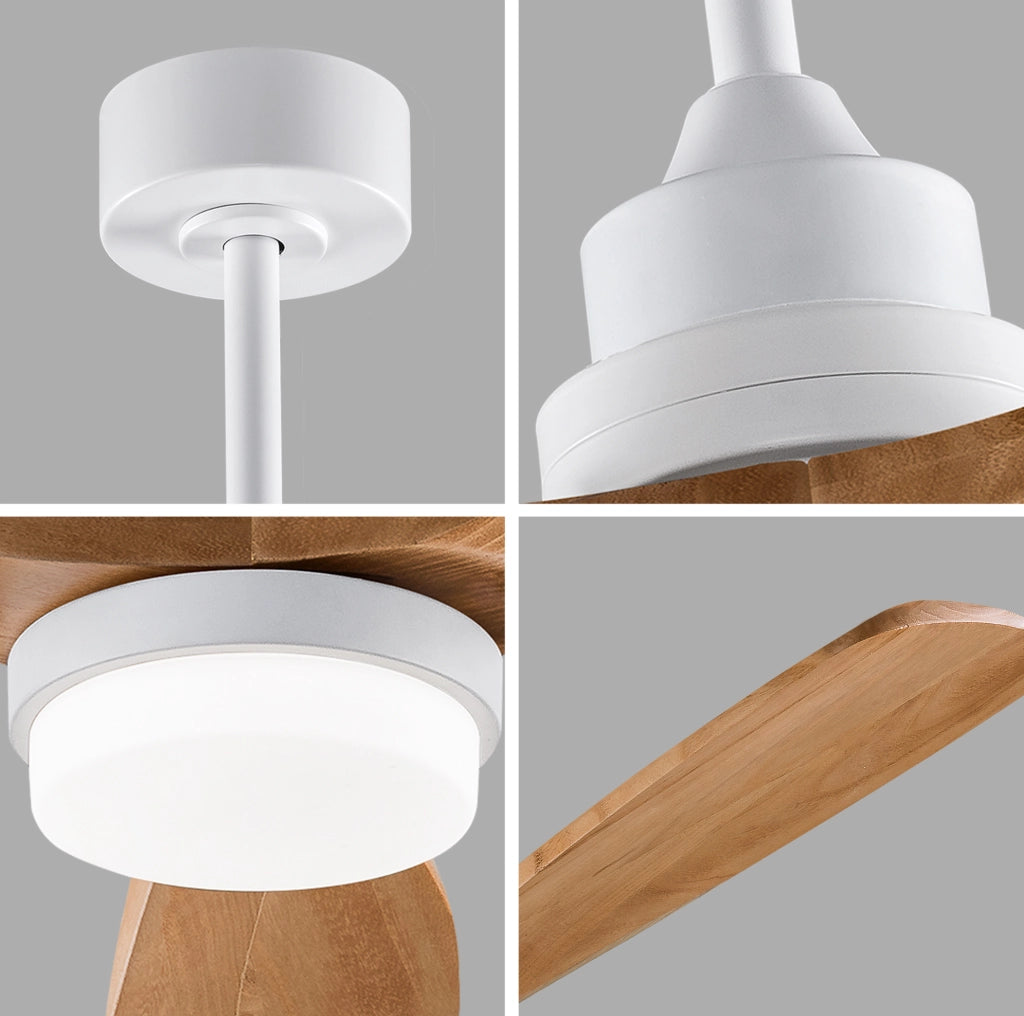 Ventilatore da soffitto 60" in legno massello, 3 pale, LED con telecomando