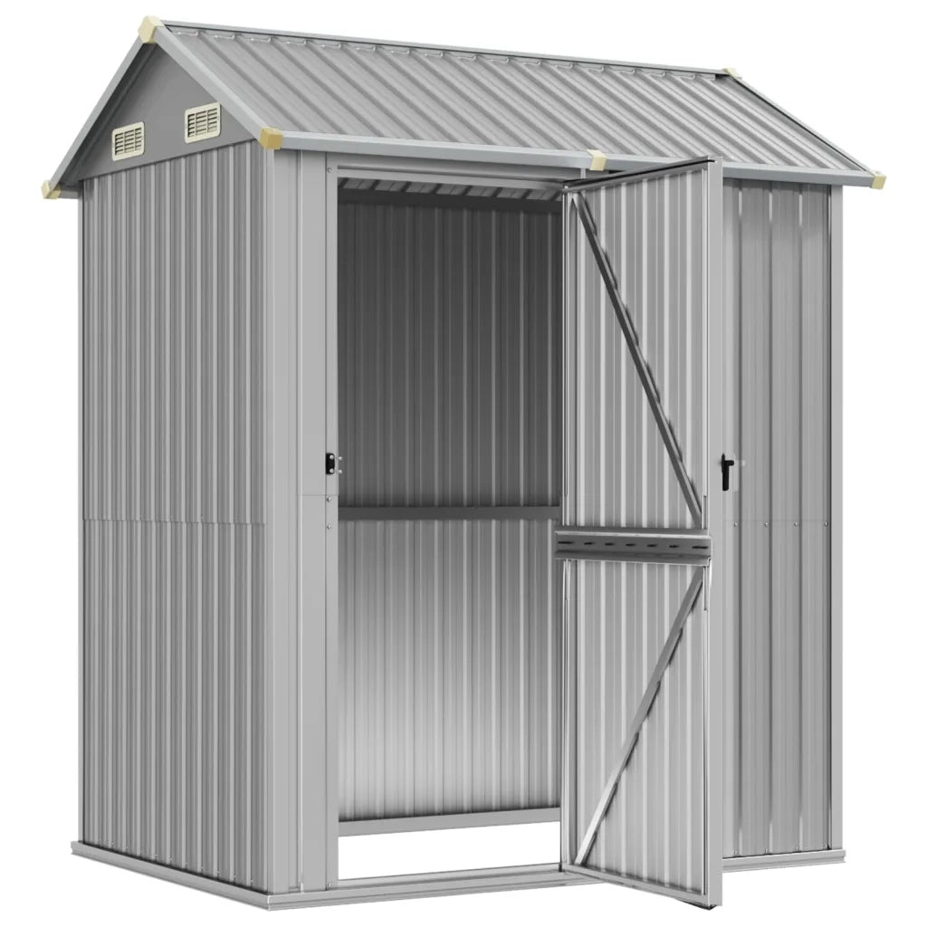 Casetta da giardino grigio chiaro 192x152,5x237 cm in acciaio zincato 364530