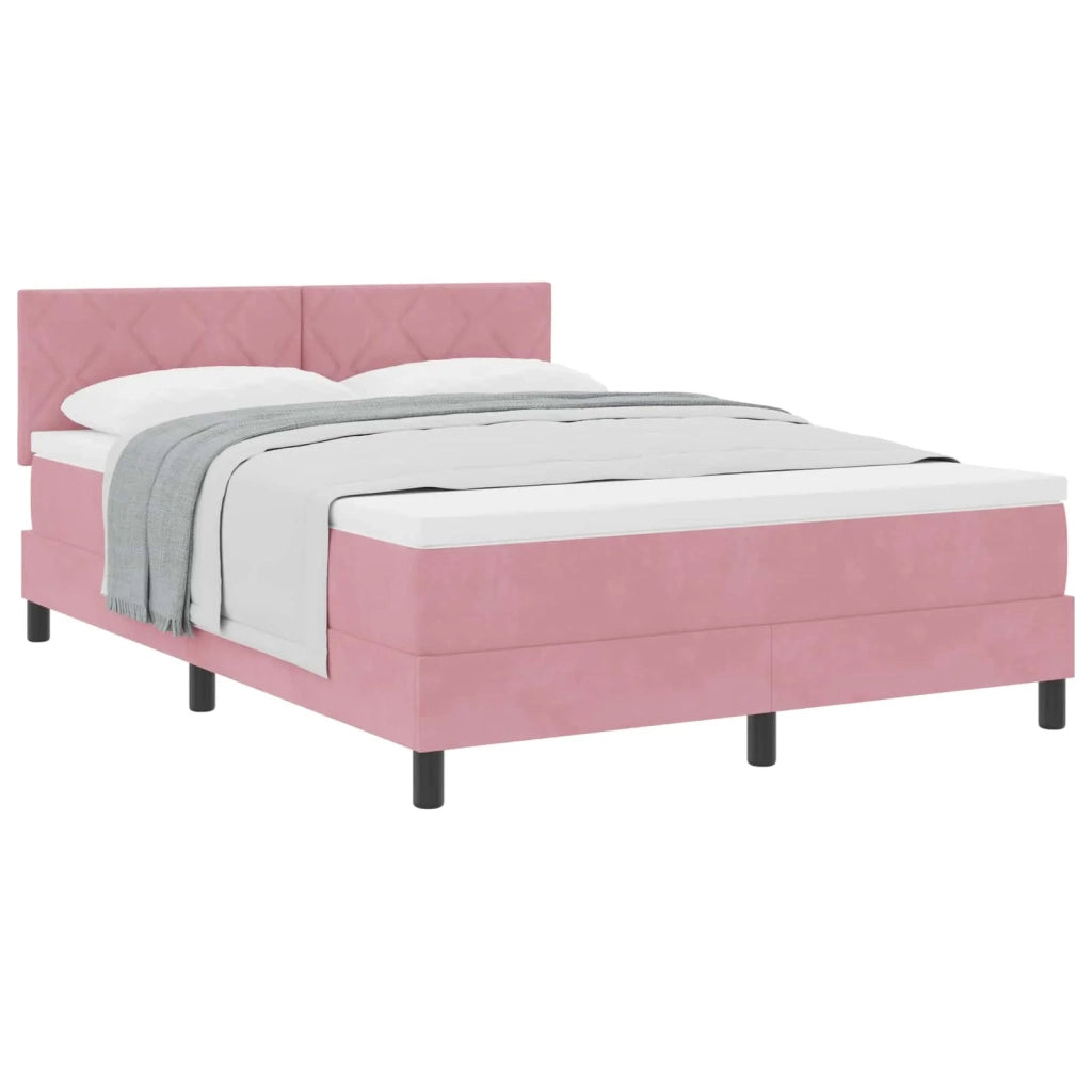 Letto a molle con testiera Rosa 140 x 190 cm Velluto 3339241