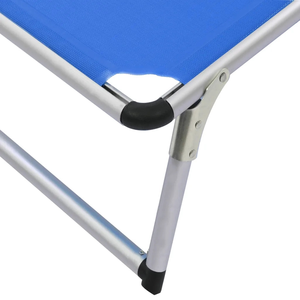 Lettino Prendisole Pieghevole Tettuccio Alluminio Textilene Blu 44332
