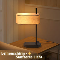 ZMH Lampada da tavolo nera E14 44.5cm paralume lino tessuto per soggiorno comodino