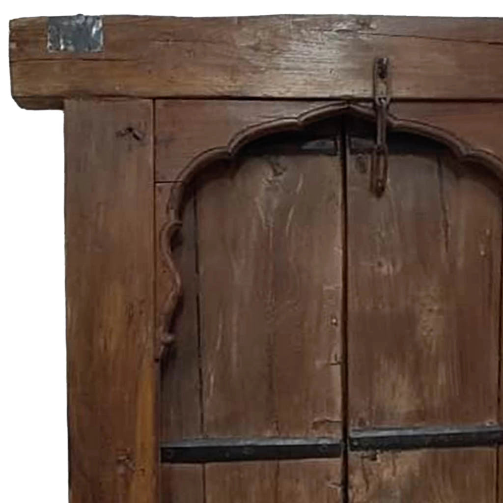 Finestra in legno con finitura artigianale marrone, 100x13x172h cm