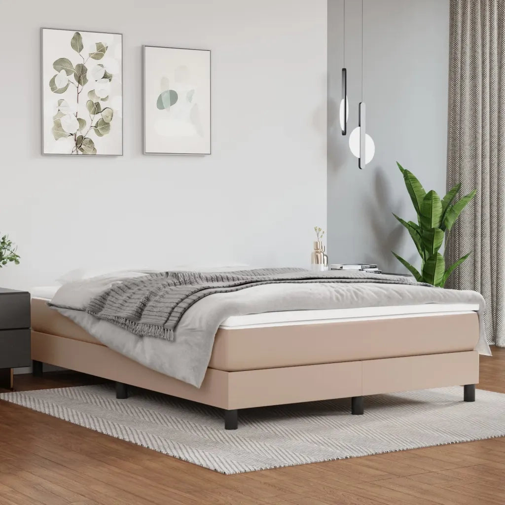 Struttura Letto a Rete a Molle Cappuccino 140x190 cm in Similpelle 3120699
