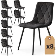 Set di 8 Sedie in velluto trapuntate MILO Nero gambe nere