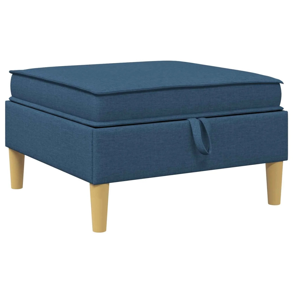 Pouf con Storage Blu Tessuto