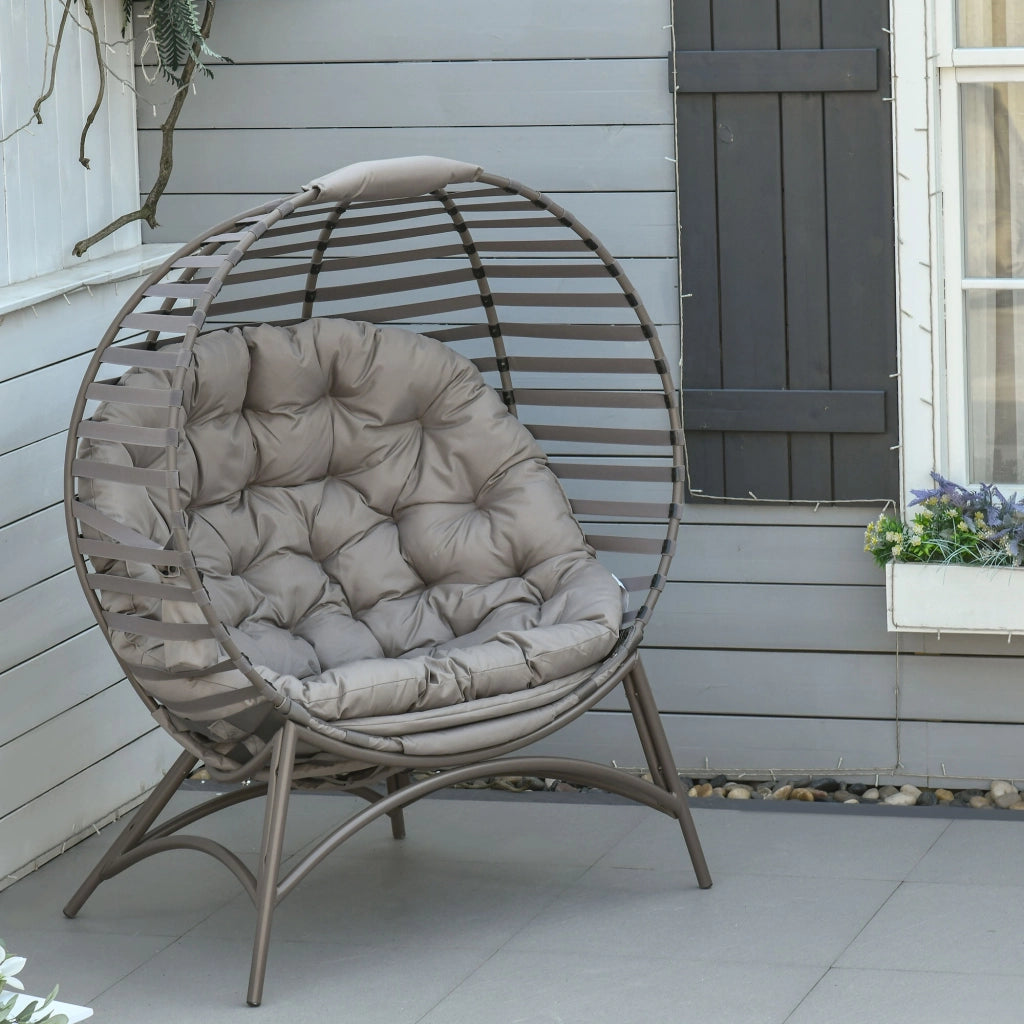 Poltrona da giardino in polyrattan con cuscini ¨C zephmum ¨C marrone sabbia 118x75x139 cm