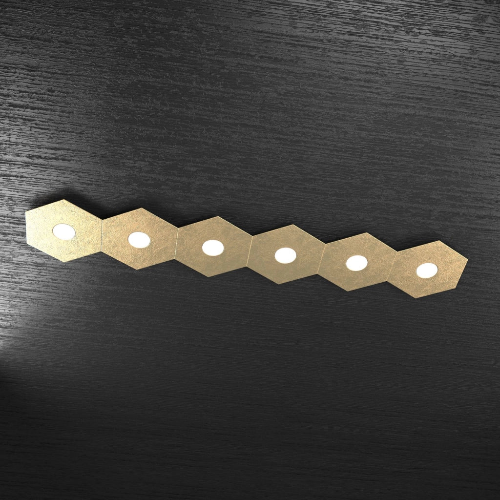HEXAGON APPLIQUE-PLAFONIERA 6 LUCI FOGLIA ORO 1142-6L-FO