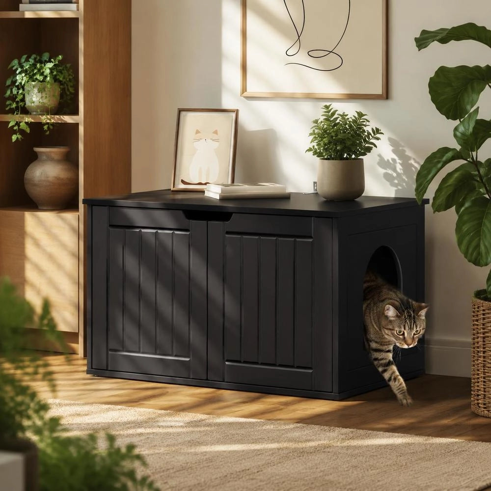 Casa Per Gatti Nero 85 X 55 X 50.5 Cm Legno Ingegnerizzato