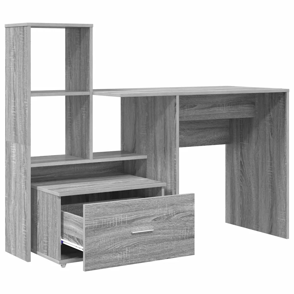 vidaXL Scrivania Grigio sonoma 131.5 x 50 x 106.5 cm Legno multistrato