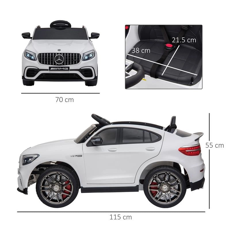 MACCHINA ELETTRICA PER BAMBINI 3-5 ANNI MERCEDES CON CINTURA DI SICUREZZA E TELECOMANDO, BIANCO