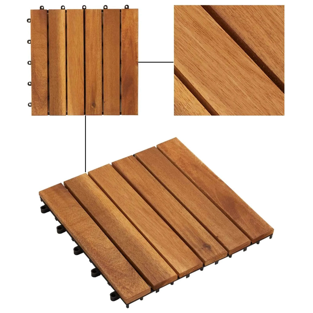 Piastrella per Decking 30 pz Marrone 30 x 30 cm CFW7613391