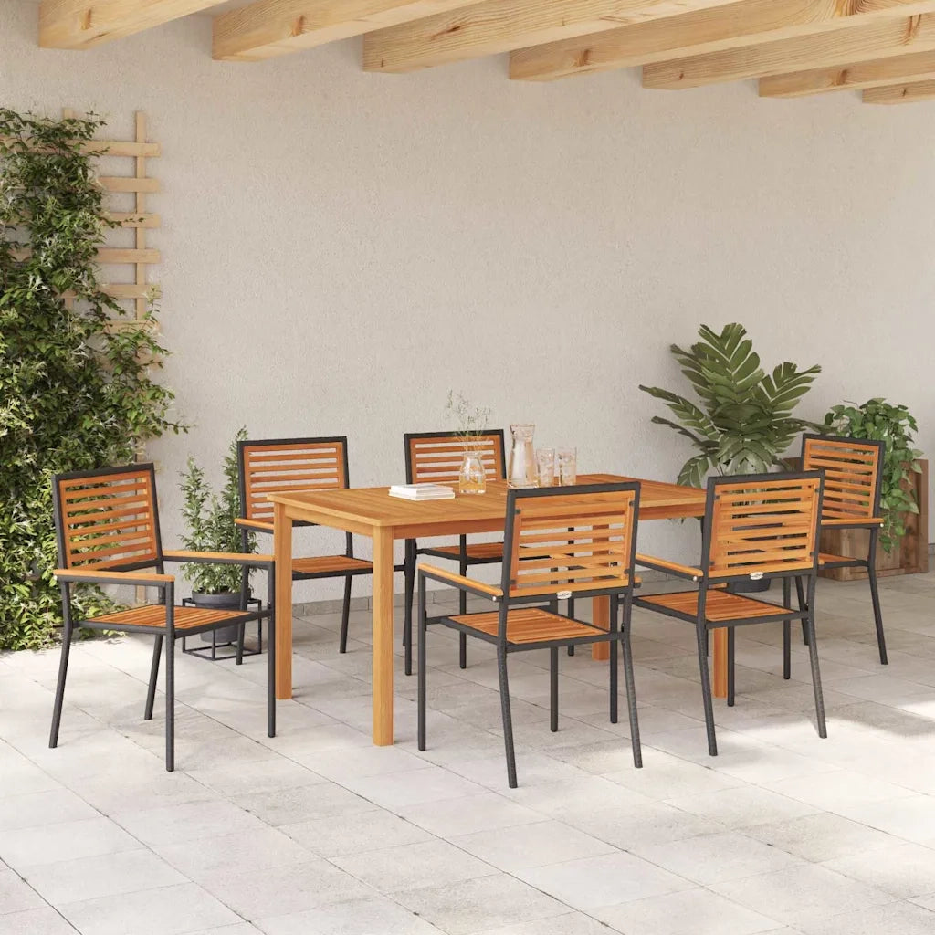 Set da Pranzo per Giardino 7 pcs Nero Legno di Acacia Massello 3365520