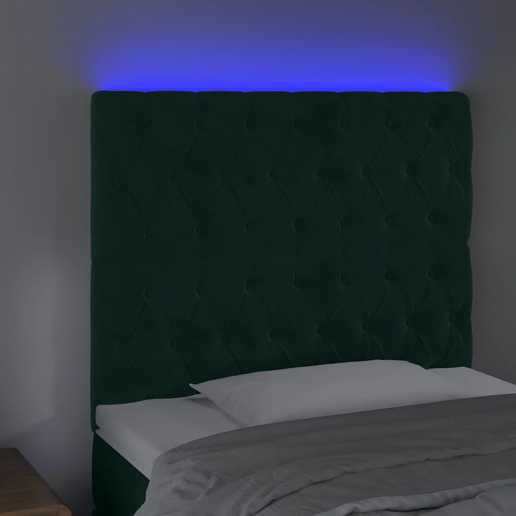 Testiera a LED Verde Scuro 100x7x118/128cm in Velluto 3122805