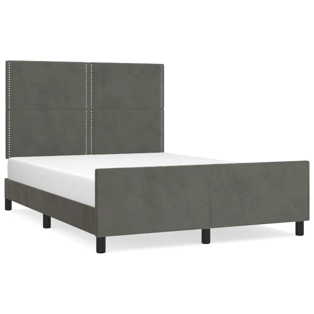 Giroletto senza Materasso Grigio Scuro 140x190 cm Velluto