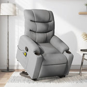 Poltrona Alzapersona Massaggi Reclinabile Grigio Chiaro Tessuto 3206654