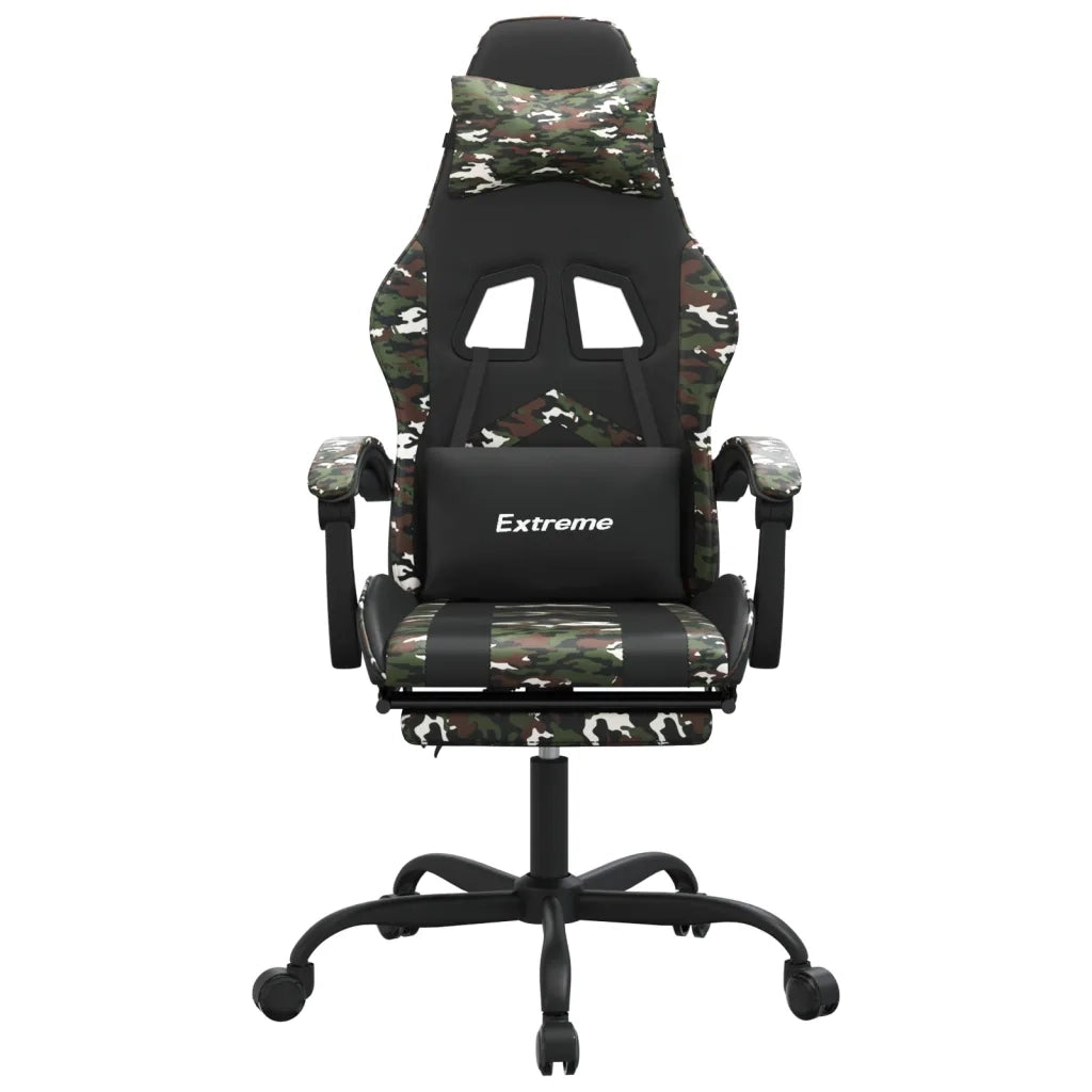 Sedia da Gaming Girevole Poggiapiedi Nero e Mimetico Similpelle cod mxl 65360