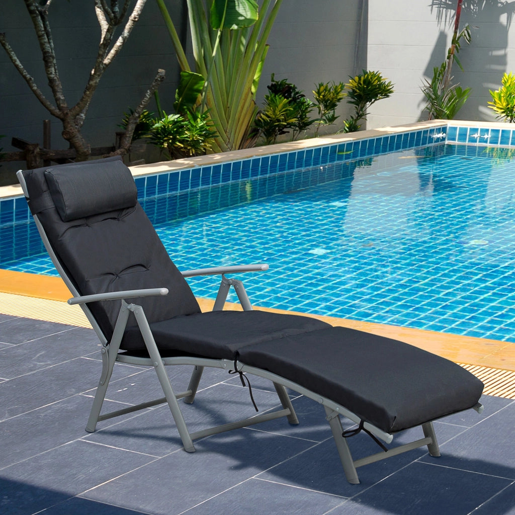 Chaise Longue Pieghevole con Materasso ¨C zephmum ¨C 7 Posizioni Nero Tessilene Poliestere
