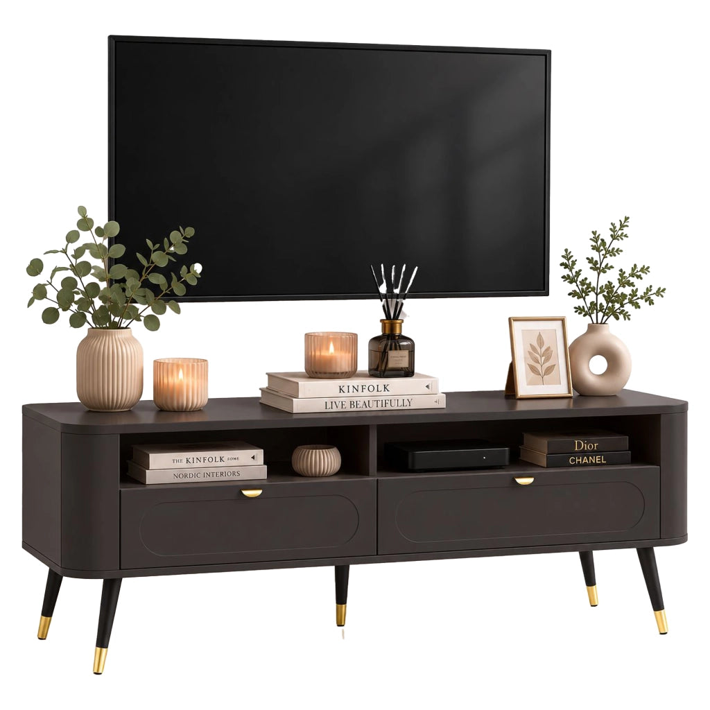 Limi, Mobile Porta tv 2 Cassetti, 138x40x53h cm Nero