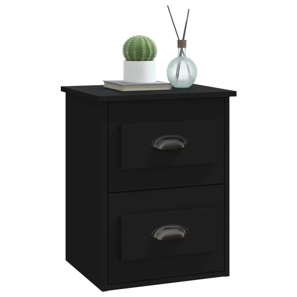 Comodini a Parete 2 pz-Set di 2 Tavolino da notte Neri 41,5x36x53 cm