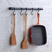 Raccoglitore di accessori da cucina con ganci S rimovibili - organizzatore di accessori da cucina per parete - alluminio - nero - 5 ganci
