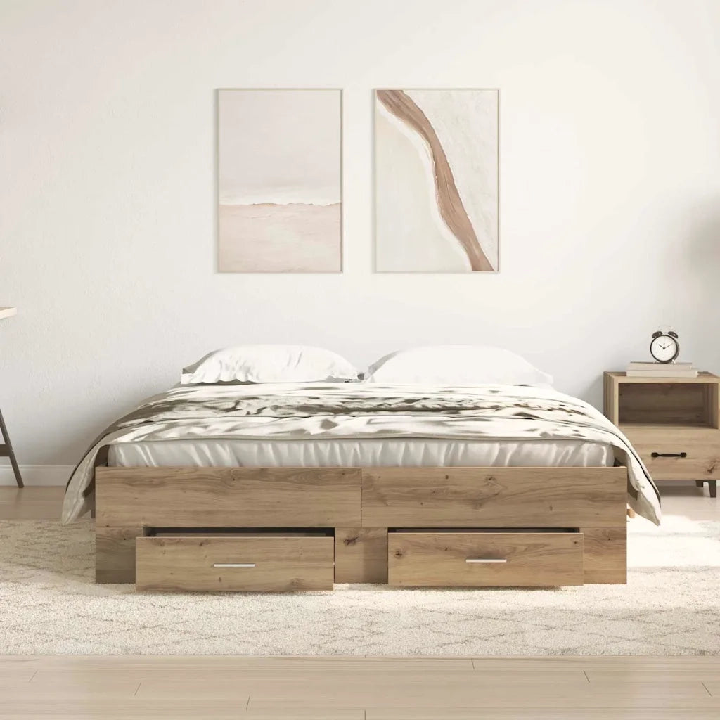 Struttura del letto-Giroletto Rovere artigianale 140 x 190 cm 589452