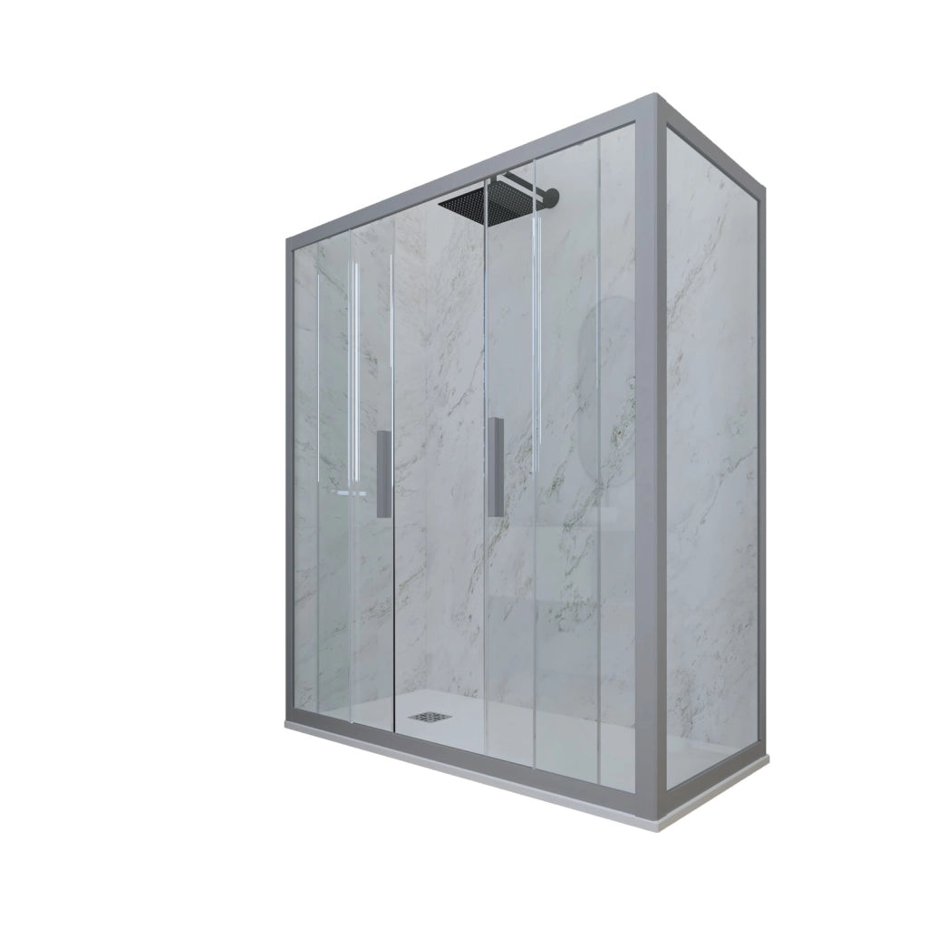 Box doccia 2 ante scorrevoli 75x160 CM H 200 Vetro Trasparente Profilo Silver mod. Glam Duo
