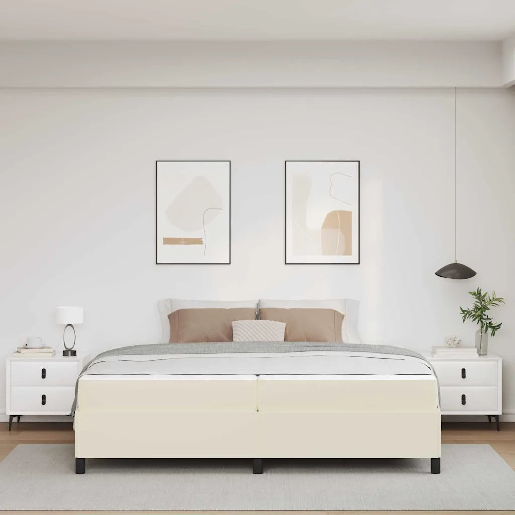 Struttura del letto con materasso Crema 200 x 200 cm Tessuto