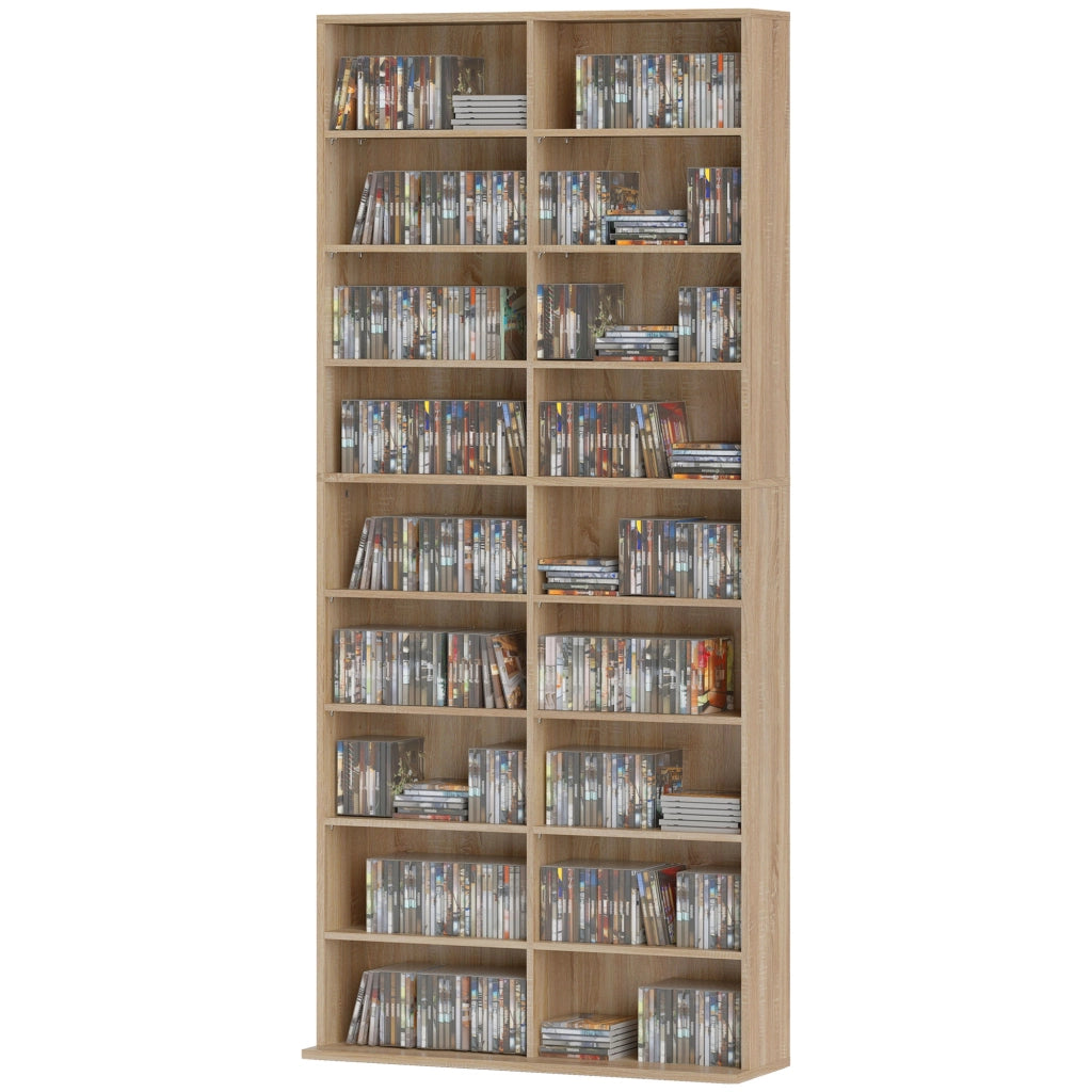 Libreria 9 Ripiani con 18 Scomparti e 14 Ripiani Regolabili ¨C Zephmum ¨C Naturale 80x30x180