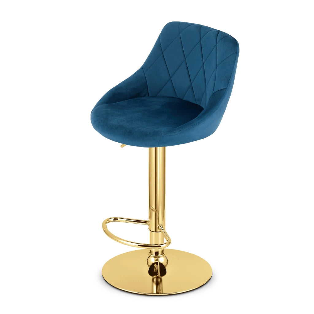 Sgabello girevole VALORA DAKA - Velluto blu navy con base dorata
