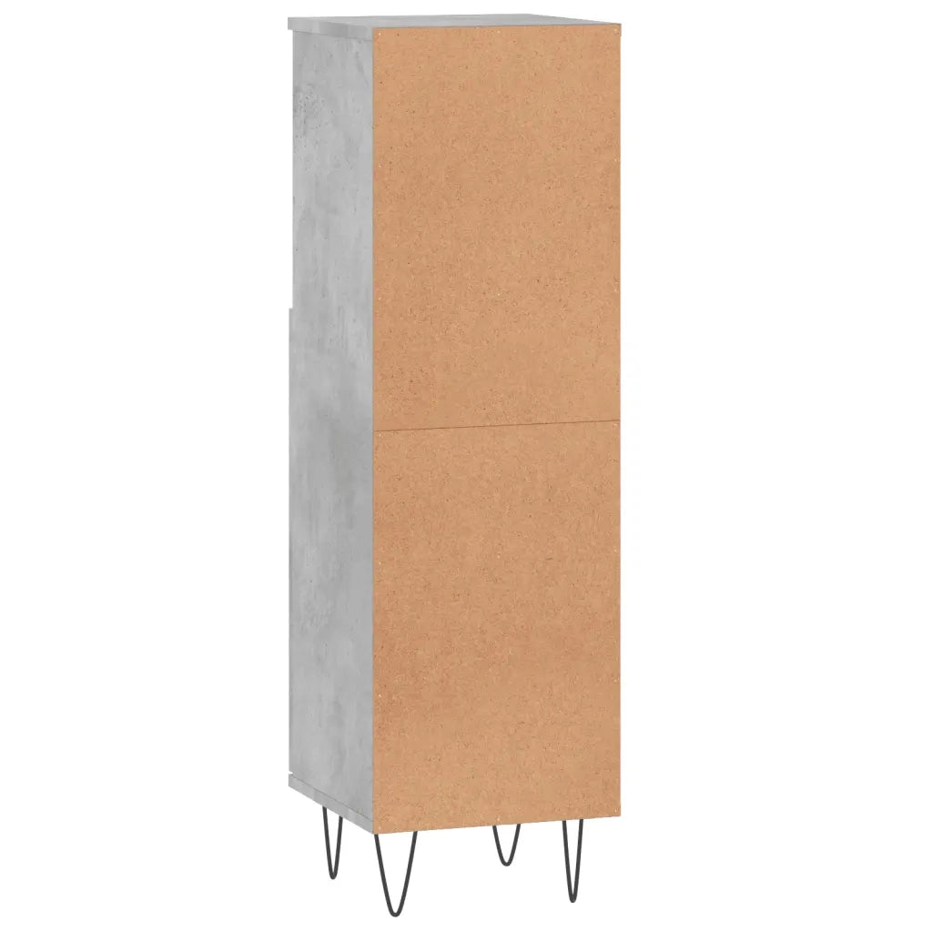 Armadietto Bagno Grigio Cemento 30x30x100 cm Legno Multistrato 831560