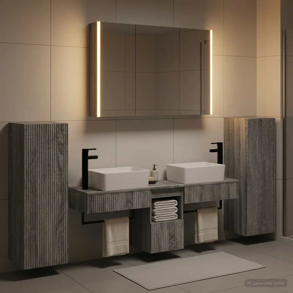 Set di mobili per il bagno 6 pcs Sonoma grigio 3407140