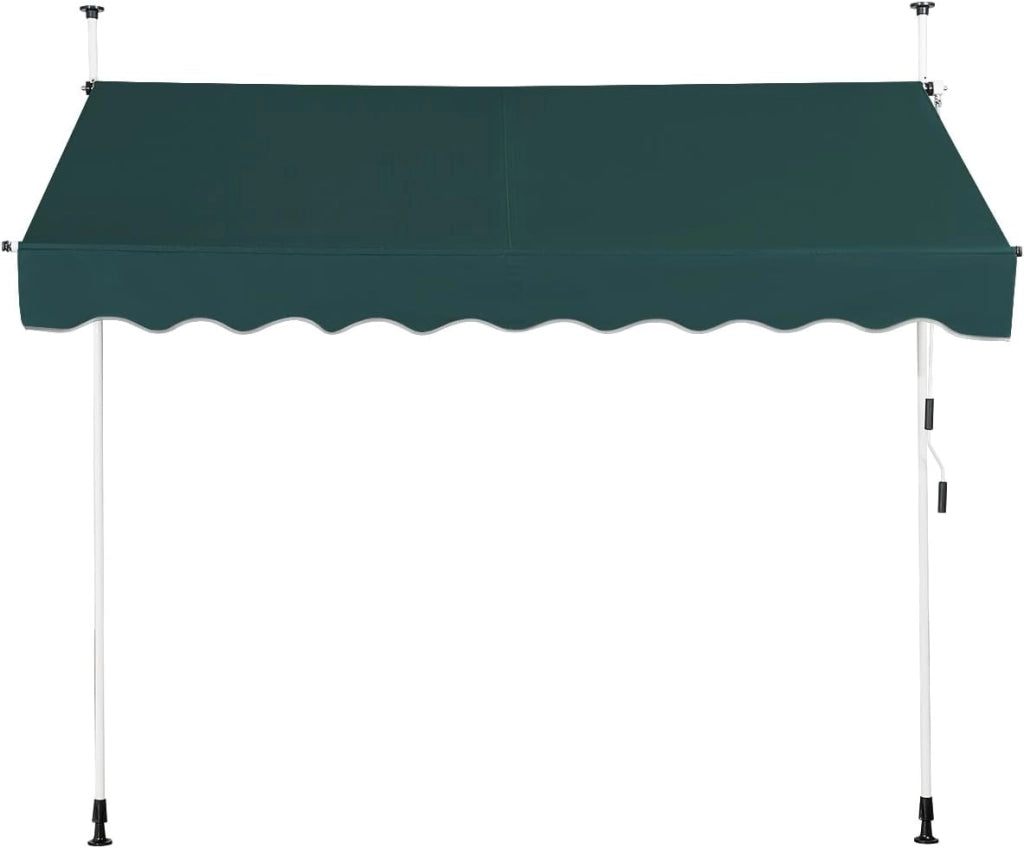 Tenda da Sole per Esterno, Tenda da Sole a Morsetto per Balcone con Struttura Telescopica e Tessuto Resistene ai Raggi Solari, Regolabile in Altezza e in Angolazione (200 cm,Verde)