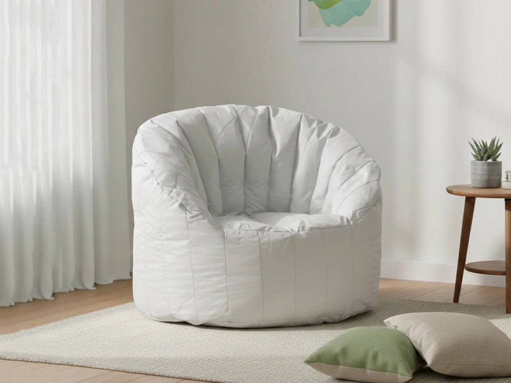 Poltrona imbottita Allos, colore bianco, Misure 80 x 80 x 80 cm