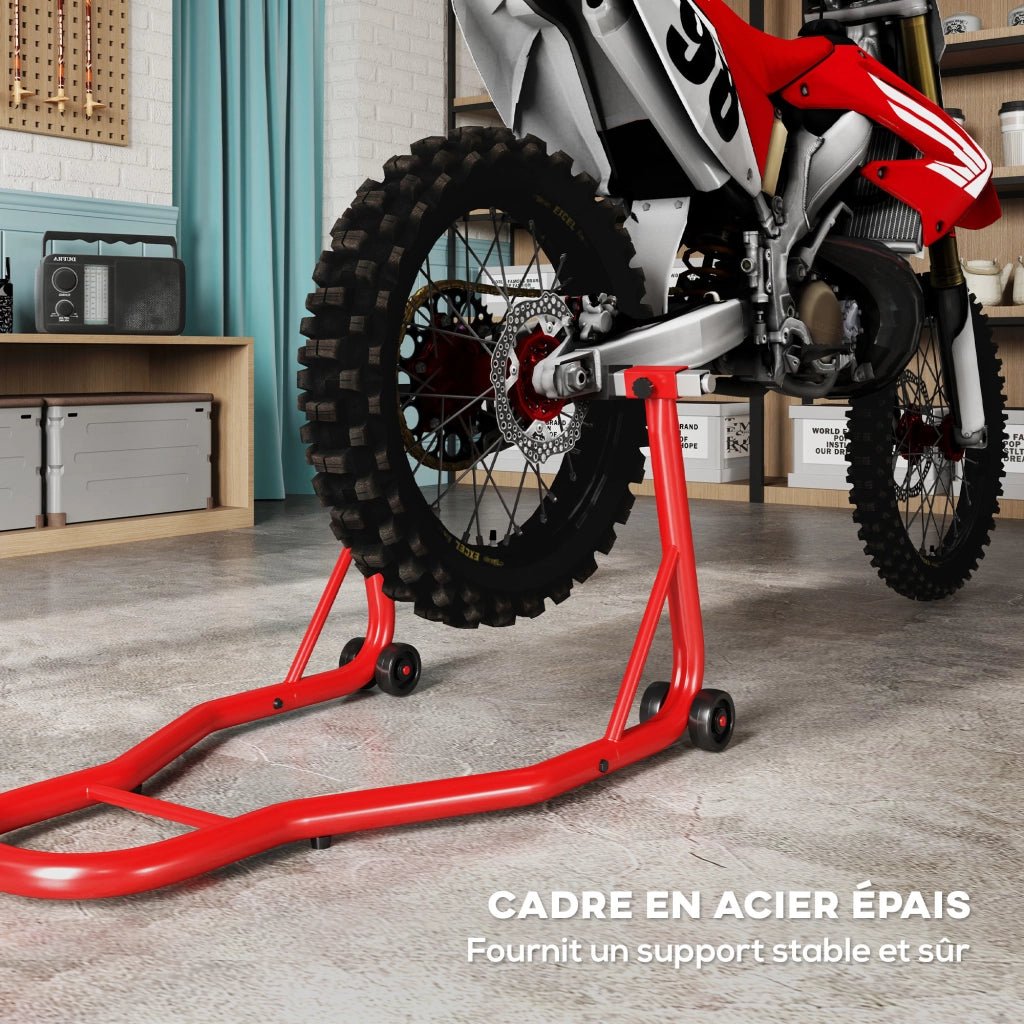 Cavalletto Moto Posteriore ¨C Zephmum ¨C Rosso, 150 kg, Forcelle Regolabili