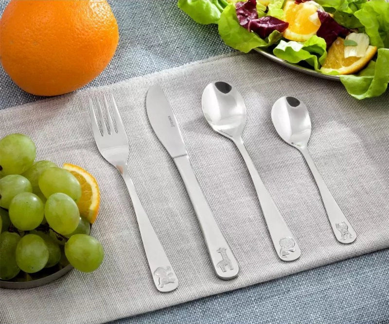 Kinghoff KH-3586 Set di posate per bambini, 4 pezzi, acciaio inossidabile lucido