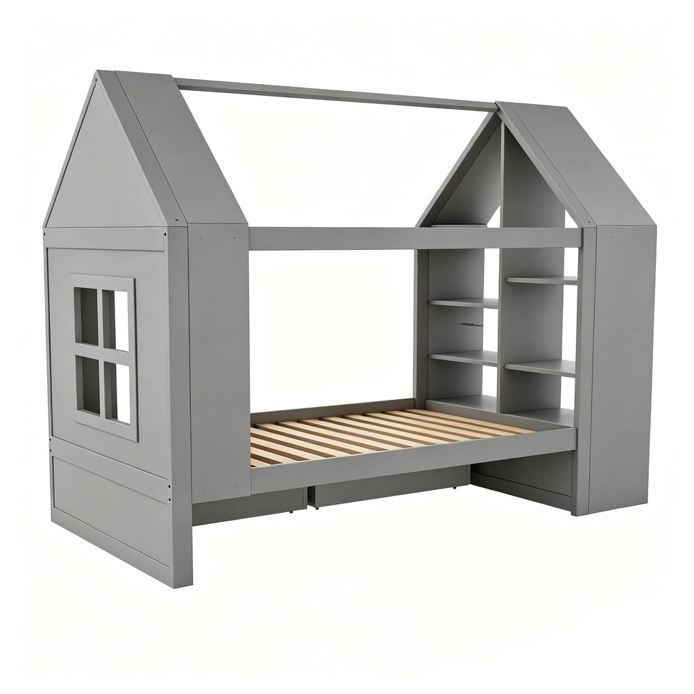 Letto per bambini con cassetti LED ¨C Minimal ¨C grigio 90x200cm