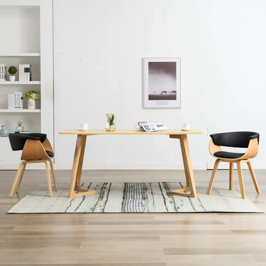 Sedie da Pranzo 2 pz Nere in Legno Piegato e Similpelle cod mxl 19029