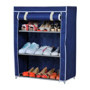 Scarpiera Salvaspazio Struttura Metallo Rivestimento TNT PortaScarpe Antipolvere Blu