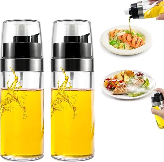Spruzzatore per Olio 2 in 1 - Bottiglia di Spray di Olio e Spout per Versare - Ideale per Cucina, Dolci e Insalate - 150 ml (2 Pack)