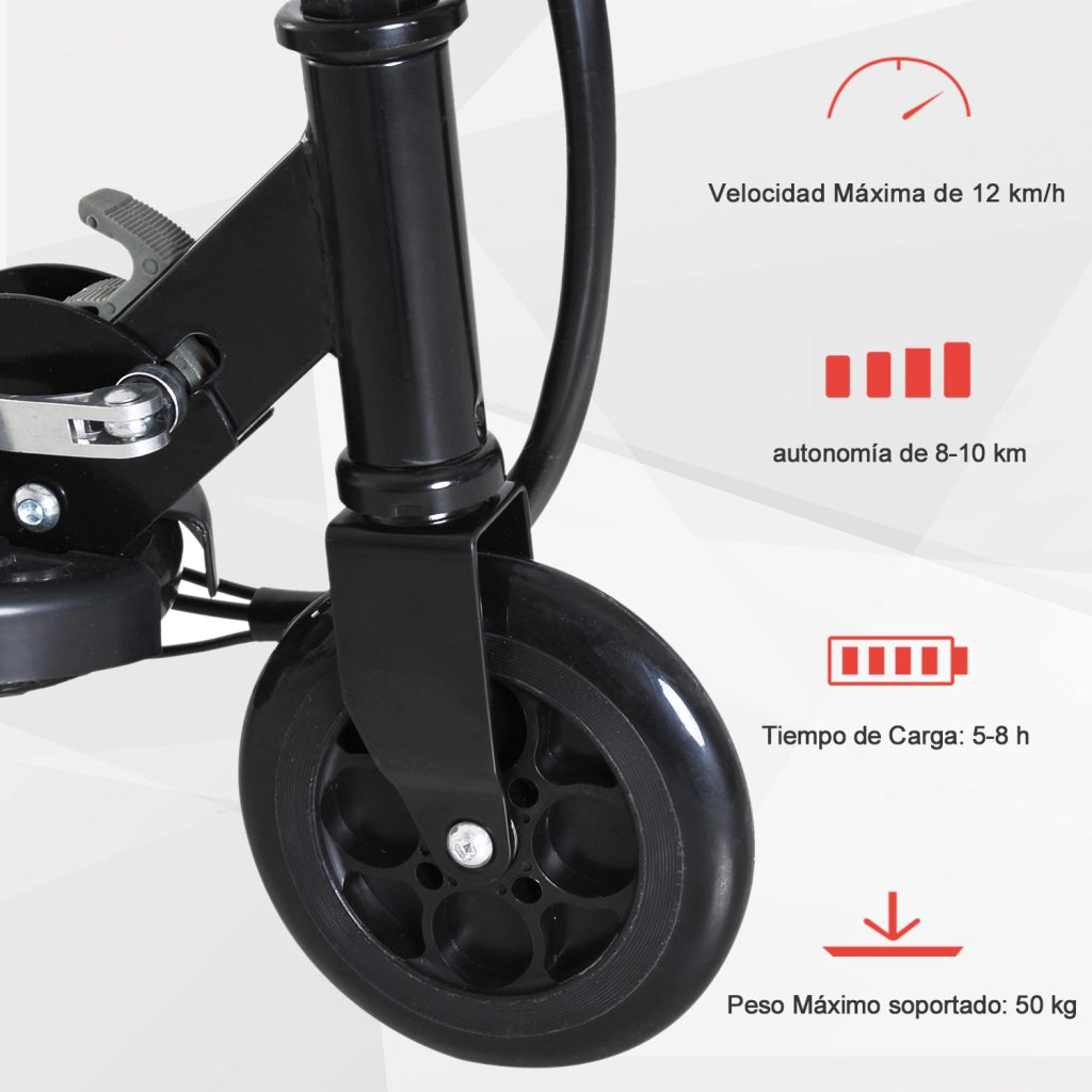 Scooter Elettrico Pieghevole per Bambini ¨C zephmum ¨C Nero, 24V, 74x36x69-91 cm