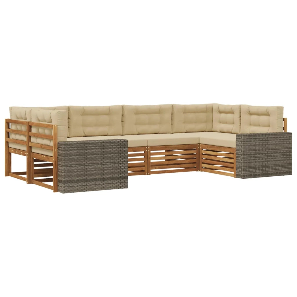 Set di divani da esterno 6 pz Naturale e Beige 3383791
