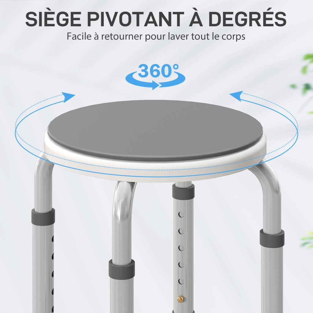 Sgabello da doccia regolabile girevole 360¡ã ¨C zephmum ¨C alluminio antiscivolo