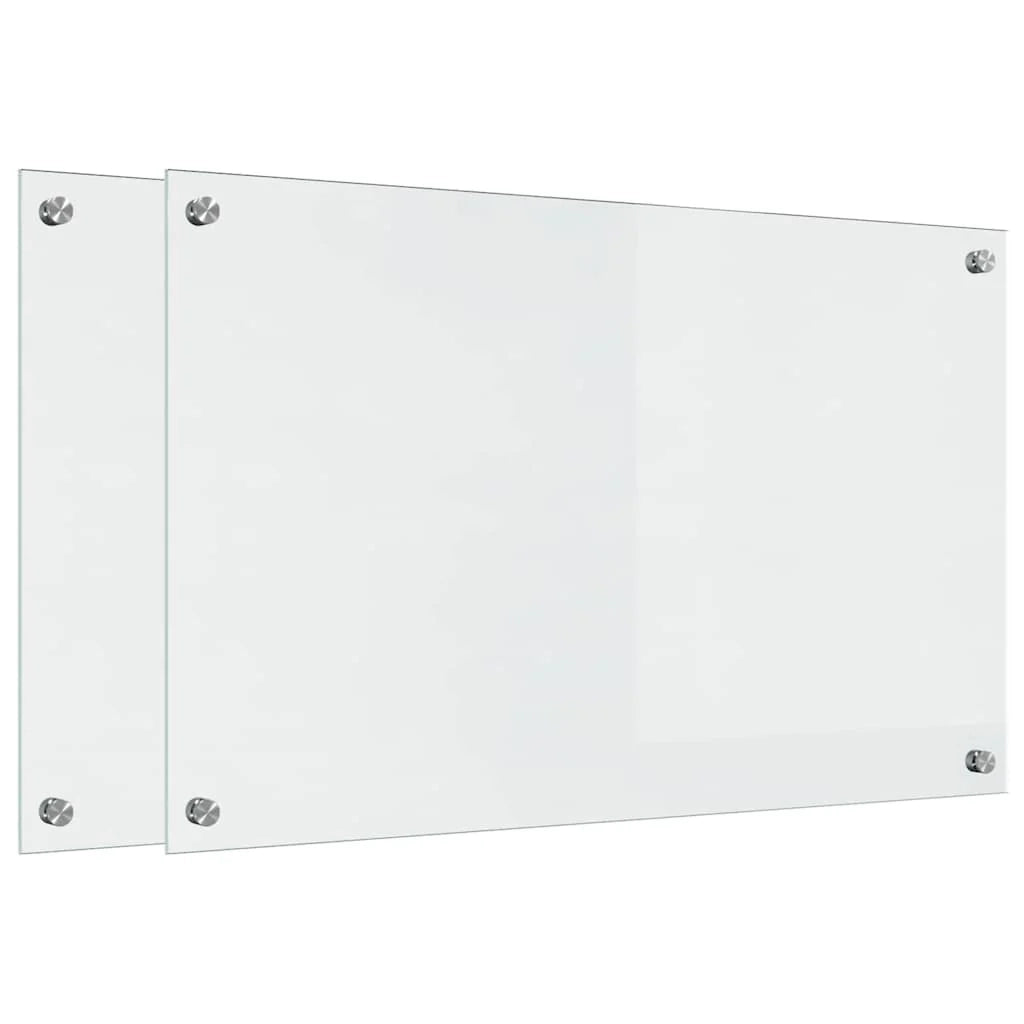 Set di 2 paraschizzi da cucina moderni in vetro temperato resistente al calore 80 x 50 cm vetro trasparente 02_0056298
