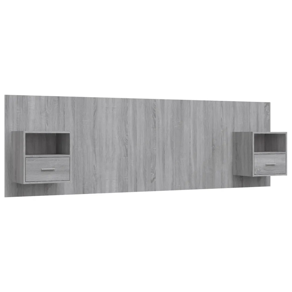 Testiera Letto con Comodini in Legno Multistrato Grigio Sonoma 3115722