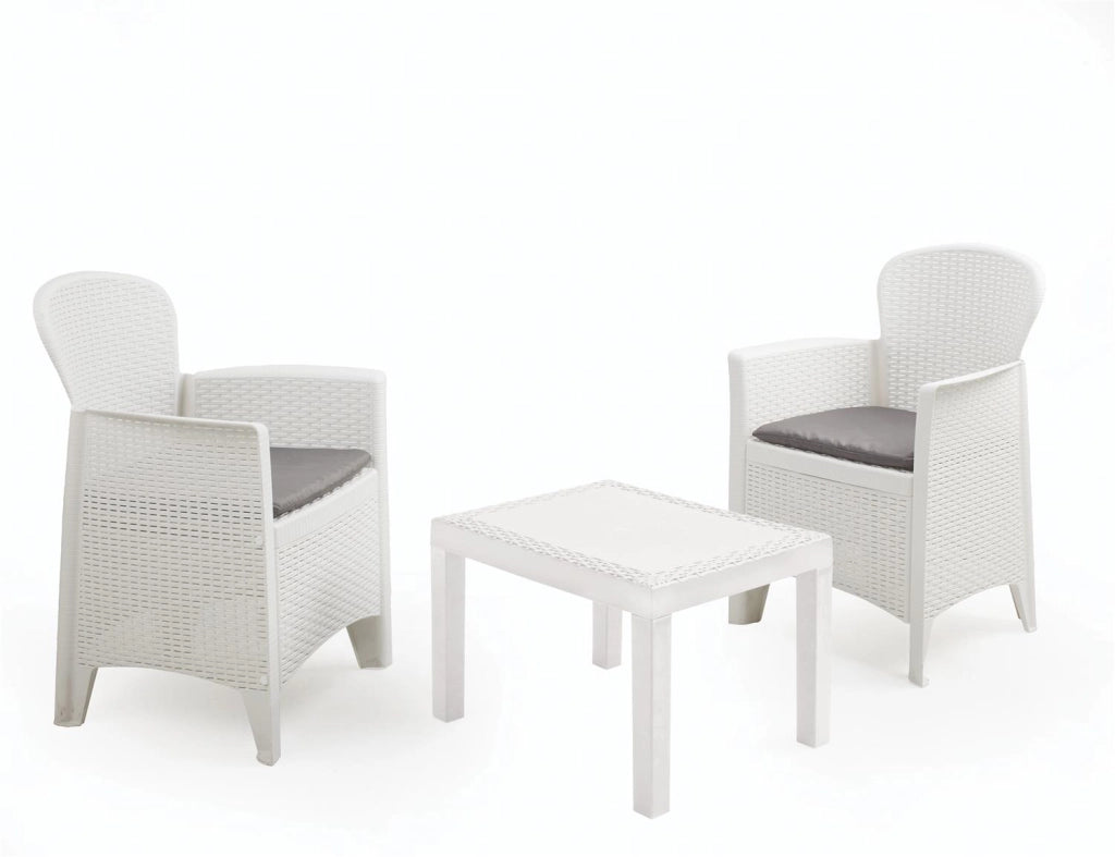 MAURY'S AKITA SALOTTO DA GIARDINO CON CUSCINI 3 PZ BIANCO