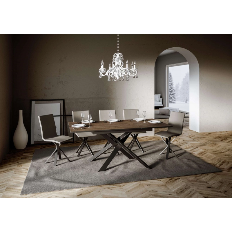Tavolo allungabile 90x120/180 cm Ganty - bordo Antracite telaio Antracite - Noce