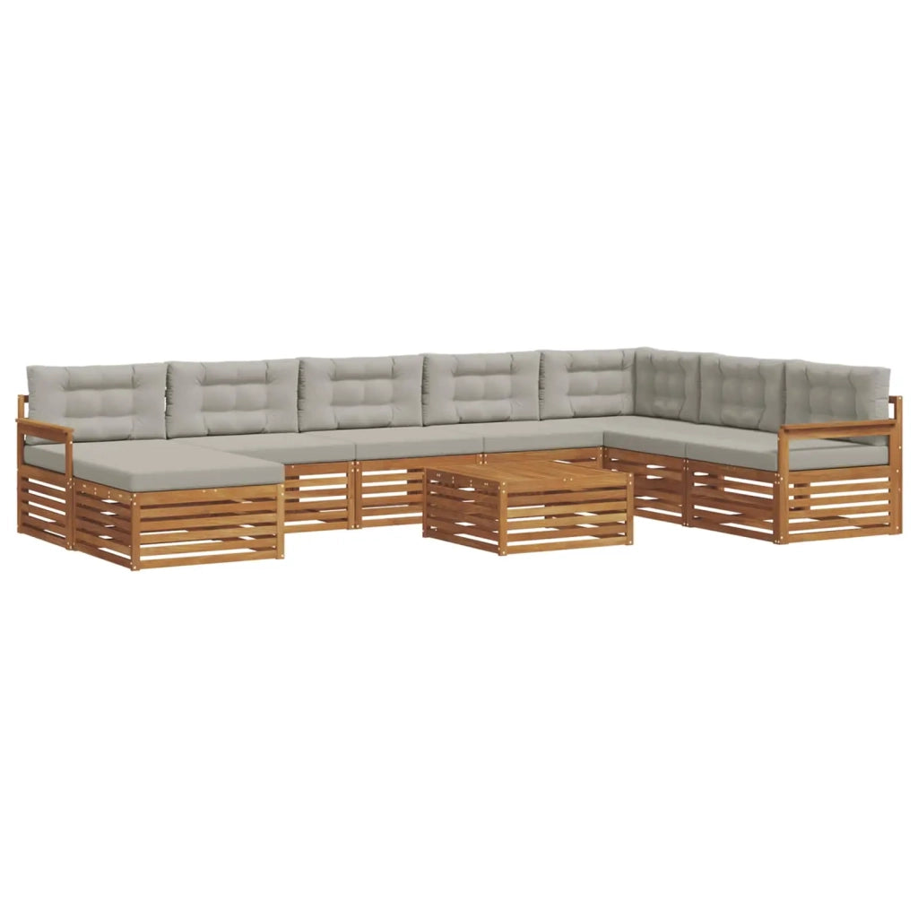 Set di divani da esterno 9 pcs Grigio Naturale e Chiaro 3373966