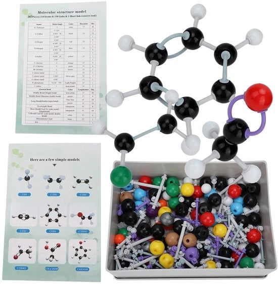 Kit del Molecuolo Modello - Modelli di Strutture Chimiche - 267 Componenti - 267 Parti - Educativo - Utilizzo Sicuro - Kit di Modelli Chimici