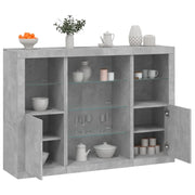 Credenze con Luci LED 3 pz Grigio Cemento in Legno Multistrato 3209131