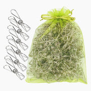 Werkzeugset per Wasknijpers 100 Stuks - Materiale in Acciaio Inossidabile - Duraturo - Presa Forte - Multifunzionale - Ideale per Wascuori e Sacchetti di Snack - Chiavi a Molla
